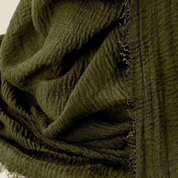 Super Soft Raw Hem Solid Gauze Scarf Shawl Head Wrap for All Seasons - Mustard - Picture 13 of 13